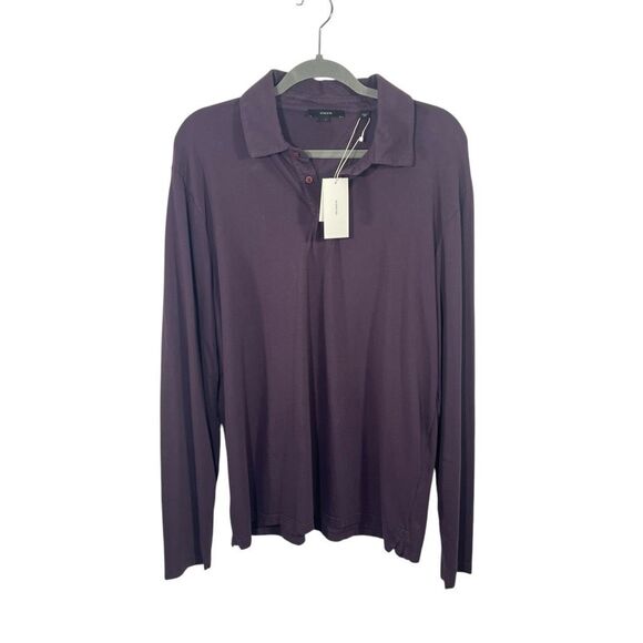Vince Size Large Men's Purple Long Sleeve Cotton Polo Shirt New w Tags ! - Picture 9 of 10